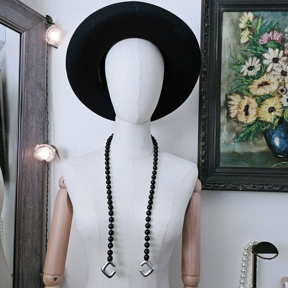 Vintage 1986 Tiffany & Co Paloma Picasso Silver Square Toggle Onyx Bead Necklace - Picture 10 of 15